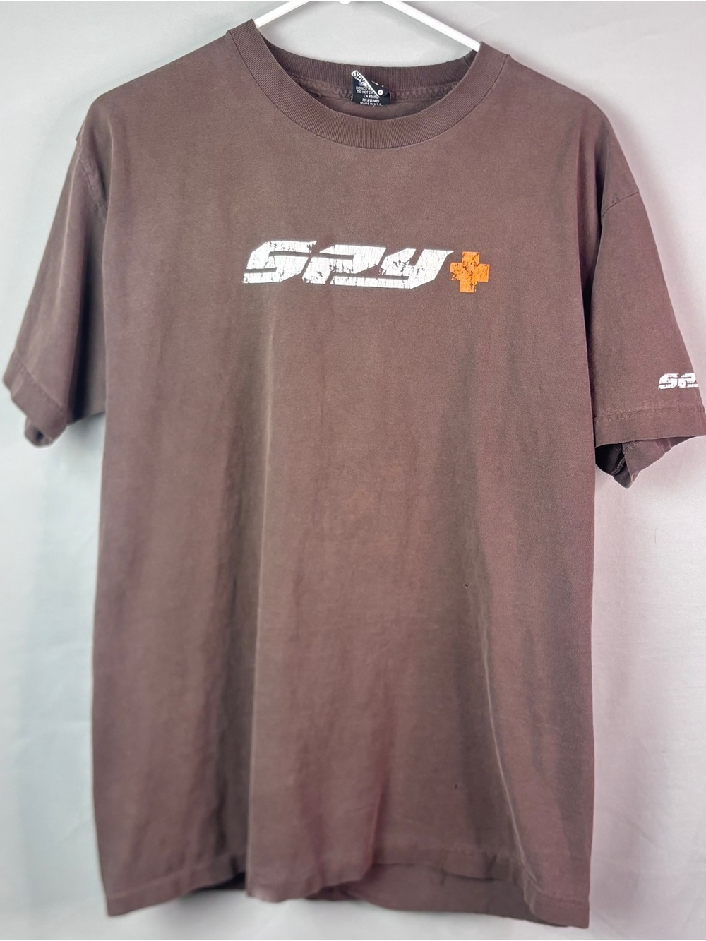 Vintage Y2K Spy Optic Graphic T Shirt - Brown - Large